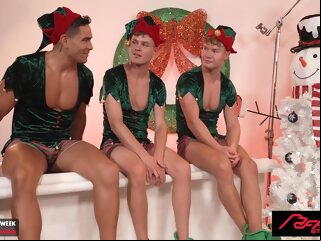 big cock Santas Dirty Little Slut Jock Elves Are Spitroasting Hard anal
